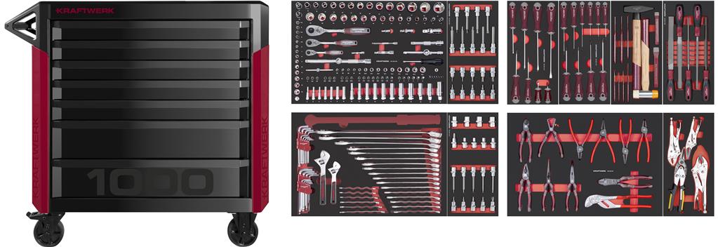 PRO LINE Mobile Tool Cabinet PT1000 7 drawers 261 pcs.