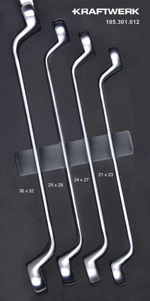 Cranked ring wrench set 4-pcs. Inlay 20x40