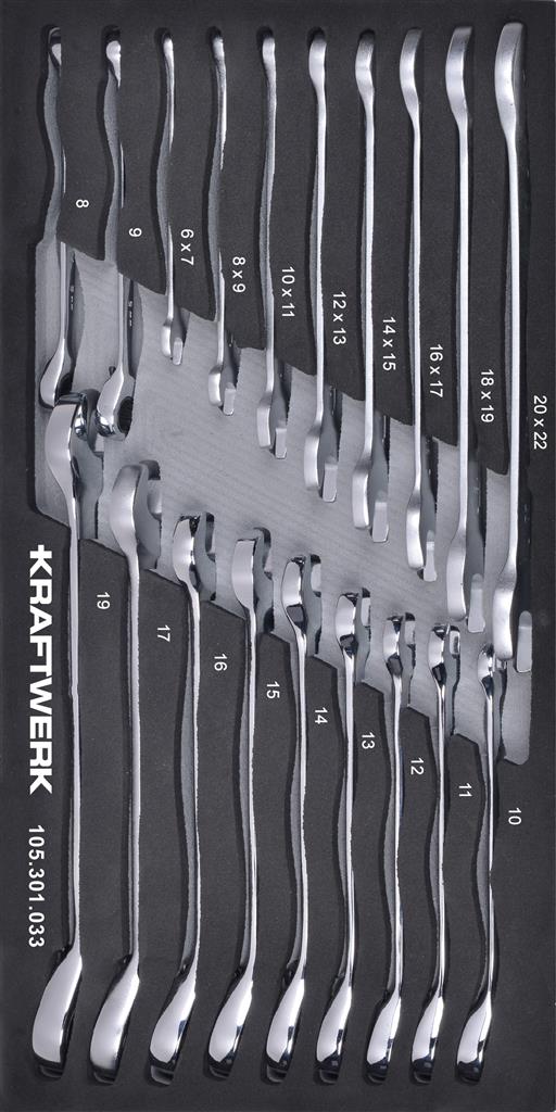 Combination ratchet & open-end wrench set 19-pcs Inlay 20x40