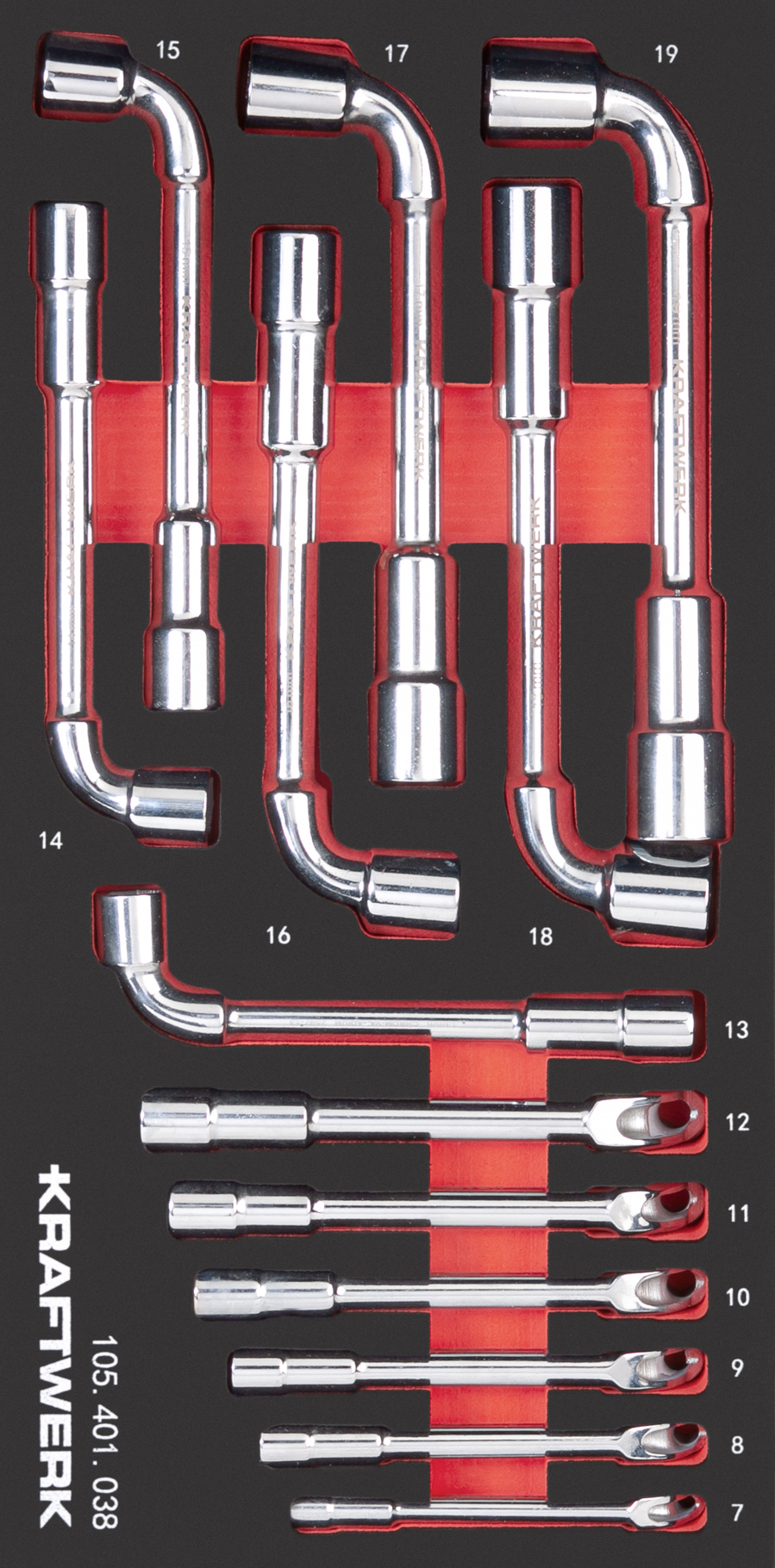 PRO LINE EVA3 pipe head wrench 7-19 mm 20x40 13-pcs.
