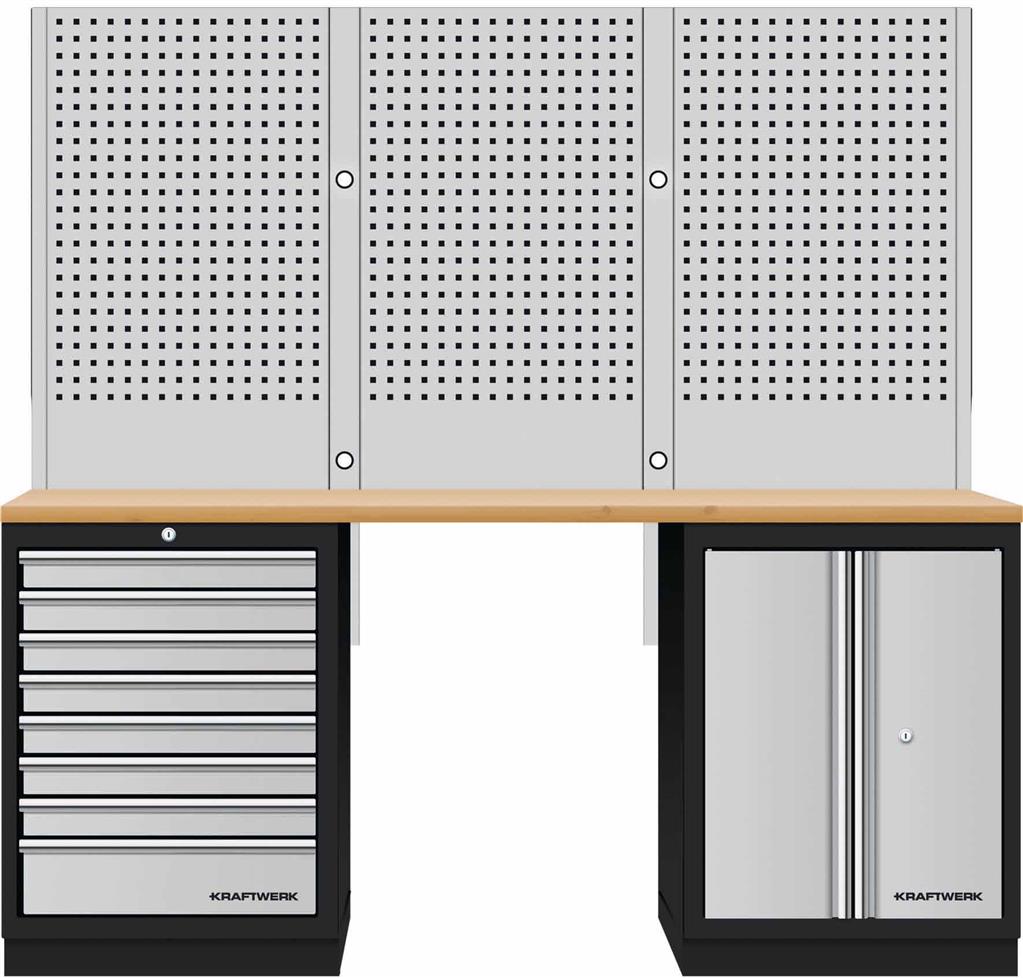 Mobilio 2-pc. combi with p-perforated wall, beech multiplex