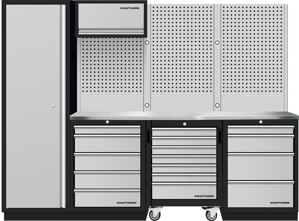 Mobilio 4-pccombi, tall cabinet, perforated wall, inox