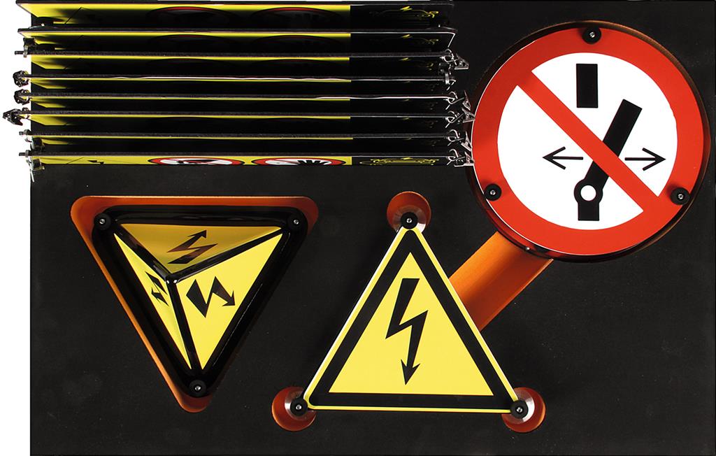 Set of warn and safety signs high voltage
