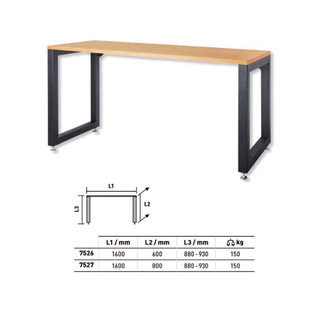 Workbench with 2 legs 1600 x 600 mm