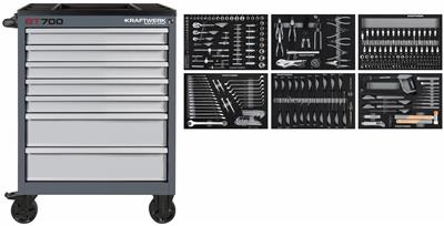 Workshop trolley BT700 with 7 drawers equipped, 301 pcs.