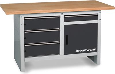 Workbench , 840x1500x700 mm, 1 door, 4 drawers