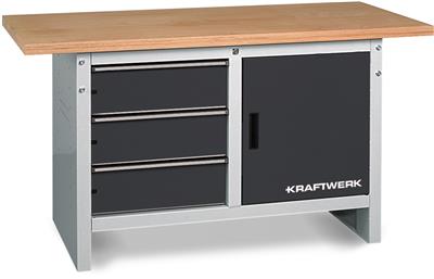 Workbench , 840x1500x700 mm, 1 door, 3 drawers