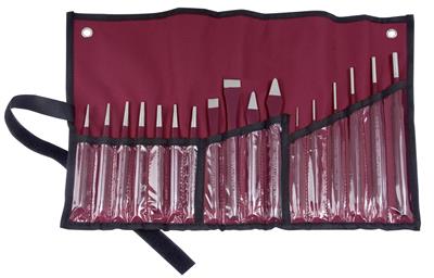 17-p. deluxe punch + chisel set