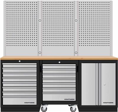 Mobilio 3-pc combi perforated wall and workshop trolley
