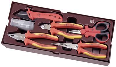 6-p. VDE pliers and cutting tool tray